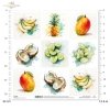 Limonka, ananas, kokos, karambola, banan, mango, akwarela